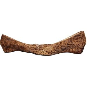 Andiamo Snake Print Ballet Flats Gold Buckle Accents Size 8.5M
